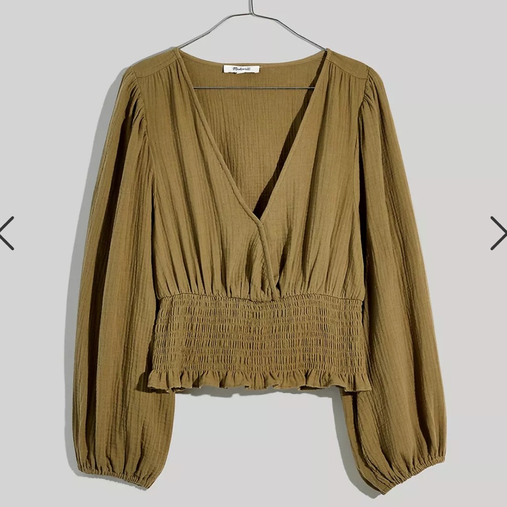 Madewell Lightspun Julianne Smocked-Waist Top NEW!